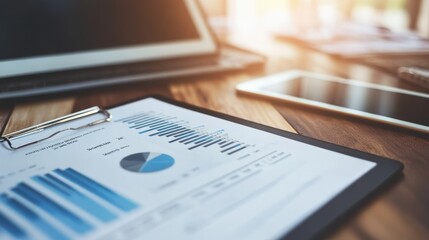 Poster - Corporate Charts and Documents on a Tablet