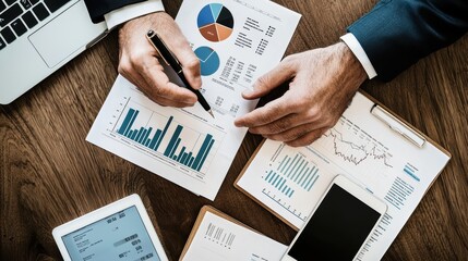 Poster - Business Analysis with Charts and Digital Devices