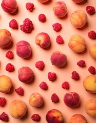 Wall Mural - Peaches & raspberries