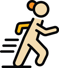 Sticker - Stylized icon of a woman running at speed, illustrated with motion lines