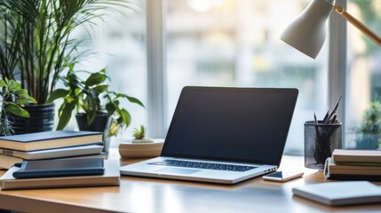 Poster - Modern Workspace with Laptop and Minimalist Decor
