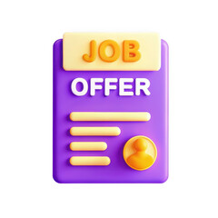 Poster - A colorful 3D render of a job offer document with vibrant colors. Ideal for representing employment opportunities and career development.