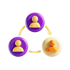 Poster - A 3D illustration featuring interconnected icons representing diverse individuals, showcasing social interaction. Colorful, modern design emphasizing connectivity.