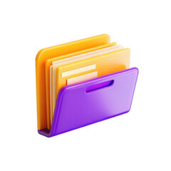 Poster - A vibrant 3D folder icon displaying various colored files, showcasing a modern and stylish design suitable for digital use.