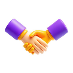 Poster - A colorful 3D illustration of two stylized hands shaking, representing agreement or partnership.