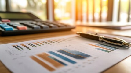 Poster - Colorful Financial Reports with Graphs and Calculator