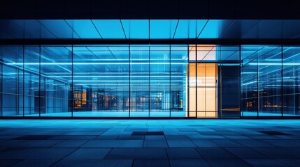 Poster - Futuristic Corporate Building Exterior at Night