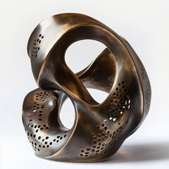 Wall Mural - intricately crafted bronze sculpture with a modern and abstract design, featuring smooth curves and 