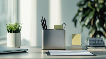 Poster - Sleek Minimalist Office Setup for Modern Workspace