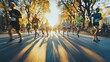 © radekcho - Energetic group of professionals running a charity marathon, enthusiastic and dedicated. Non-profit organizations, fitness events, community programs.
