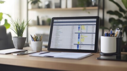 Aufkleber - Organized Desk Setup with Project Timelines Displayed