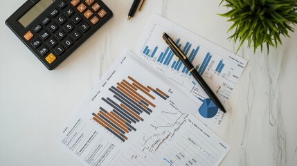 Poster - Organized Financial Charts and Documents on Desk