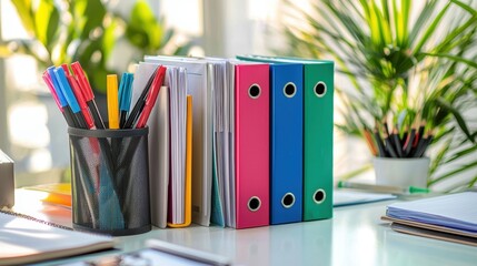 Poster - Organized Office Supplies on a Desk
