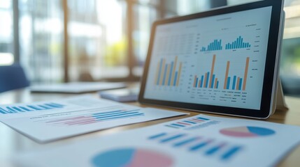 Poster - Project Planning with Charts and Graphs on Desk