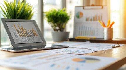 Aufkleber - Planning Desk with Charts and Graphs for Projects