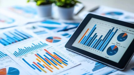 Poster - Project Planning with Charts and Graphs on Desk