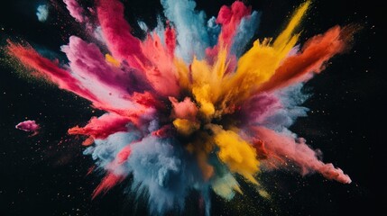 Poster - Colorful Explosion Against Black Background