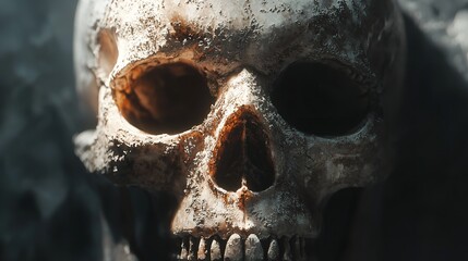 A 3D rendering of a human skull.