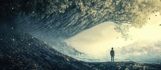 Wall Mural - Surreal scene illustrated through digital visualization