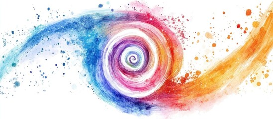 Wall Mural - Waving watercolor spiral decor illustration on a white background