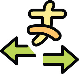 Poster - Cartoon illustration of a businessman character choosing between left and right arrows