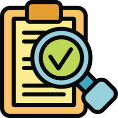 Poster - Magnifying glass is hovering over a clipboard with a check mark, symbolizing quality control, validation, and approval