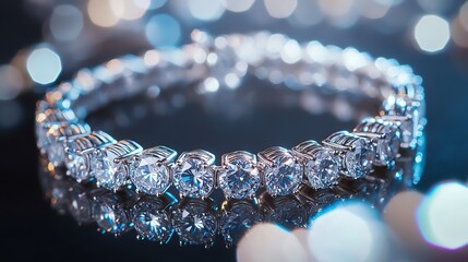 Wall Mural - Elegant diamond bracelet featuring sparkling gemstones, perfect for luxury jewelry displays and fashion photography.