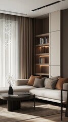 Wall Mural - A Modern Minimalist Living Room With Attractive Furnishing.
