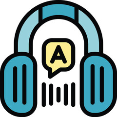 Sticker - Headphones are listening to an audio recording of a voice assistant speaking the letter a