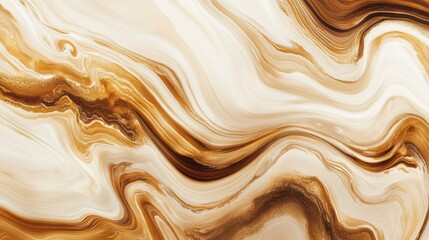 Fototapete - Cream and coffee swirl together in warm hues, forming a captivating marbled pattern that delights the senses and invites creativity. Generative AI