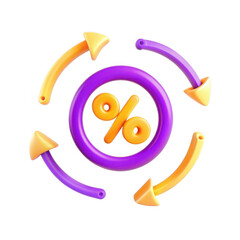Aufkleber - A 3D render of a colorful percentage symbol surrounded by circular arrows, representing concepts like finance or growth.