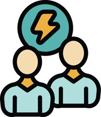 Poster - Two businessmen are having a creative moment together, symbolized by a light bulb