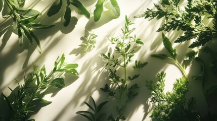 Wall Mural - Green Leaves and Branches with Light and Shadows