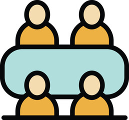 Poster - Four business people are having a meeting sitting around a table, discussing work and planning their next move
