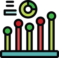 Poster - This colorful vector illustration features a data driven chart representing market analysis results