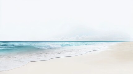 Isolated background of a beach, blurred horizon, white backdrop