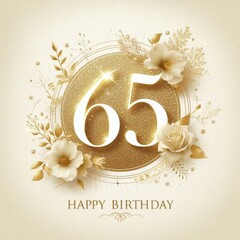 Wall Mural - Elegant golden 65th birthday celebration with floral accents.