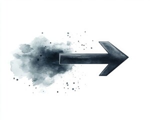 Wall Mural - Black directional arrow pointing right flat design top view signage theme watercolor Splitcomplementary color scheme
