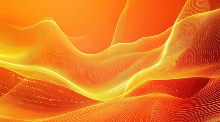 Wall Mural - Abstract orange background with glowing waves and soft lines