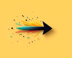 Wall Mural - Rightpointing black arrow symbol flat design top view guidance theme animation Triadic Color Scheme