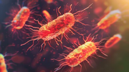 Poster - A close up of a red and orange bacterium