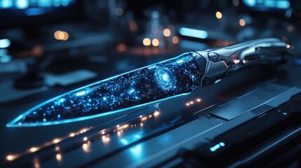 Sticker - Futuristic Weapon with a Glowing Blade