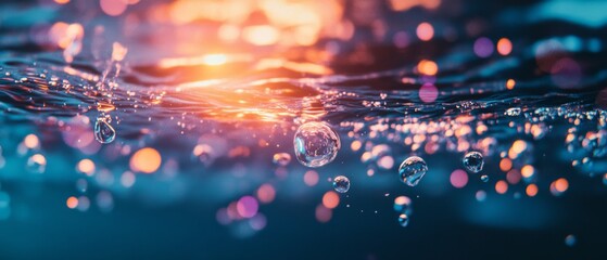 Wall Mural - Close-Up View of Bubbles Forming Underwater