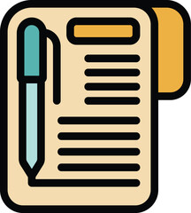 Poster - Blue pen writing on clipboard with several lines of text for taking notes, filling forms, signing documents, and writing prescriptions