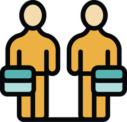 Poster - Two businessmen holding briefcases are standing next to each other in this colorful icon