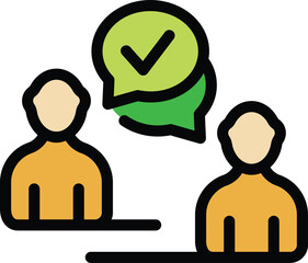 Poster - Two businessmen are discussing a project, finding an agreement, and validating a decision with a check mark