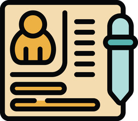 Poster - Human resources manager is reviewing a job application with a pen in hand, symbolizing the recruitment process