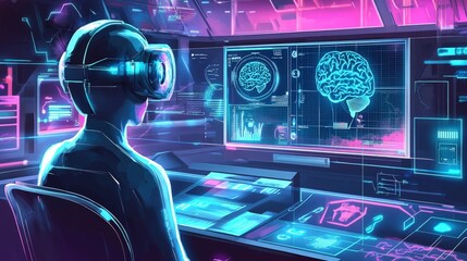 Poster - futuristic brain wave monitoring system