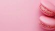 © starush - Two pink macarons on a pastel background with white frosting, AI