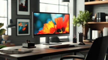Poster - desktop computer with a clean, organized setup.